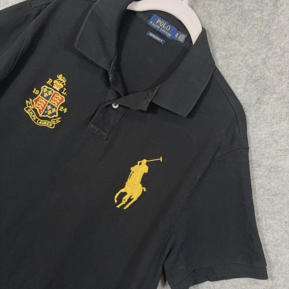 Polo Ralph Lauren Big Pony Polo Shirt Mens XL Black Crest Logo Slim Fit